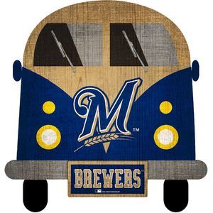 Milwaukee Brewers Team Bus 12" Wooden Sign